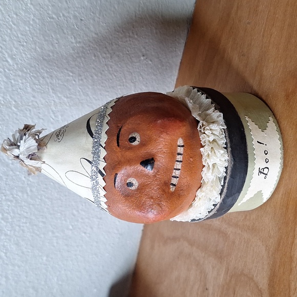 Vintage Other - Vintage Nicol Sayre primitive jack-o-lantern pumpkin "boo!" Trinket box